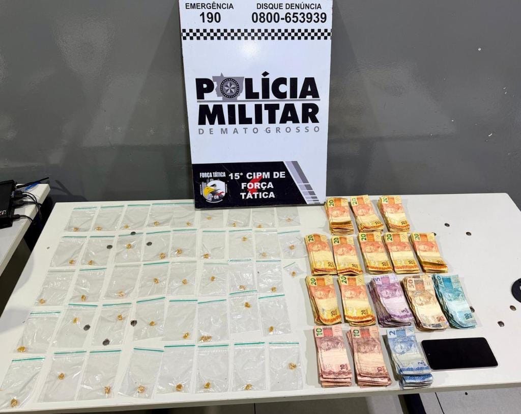 Força Tática prende homem por tráfico de drogas, apreende entorpecentes e R$3,8 mil