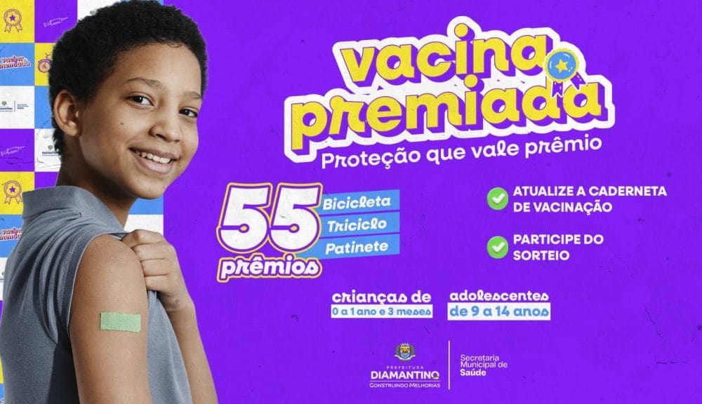 Campanha vai sortear 55 prêmios para quem atualizar vacinação de crianças e adolescentes
