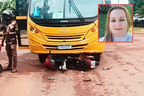 Mulher morre após invadir preferencial e ser atingida por ônibus da Apae em MT