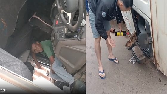 Embriagado, motorista provoca acidente entre duas carretas e despenca de viaduto na BR-364; VEJA VÍDEO