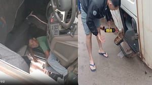 Embriagado, motorista provoca acidente entre duas carretas e despenca de viaduto na BR-364; VEJA VÍDEO
