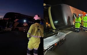 Ônibus com 37 passageiros tomba na BR-163 e deixa nove feridos em Mato Grosso